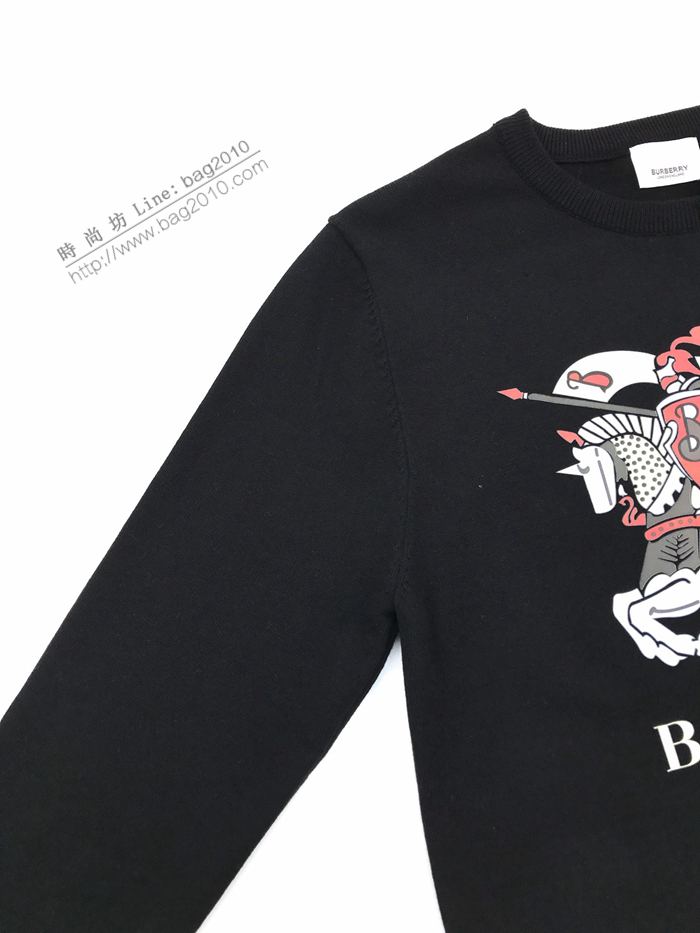 Burberry男裝 巴寶莉秋冬新款戰馬騎士印花黑色毛衣 男女同款  ydi3136